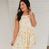 Floral Mini Flare Dress- Cream Multi