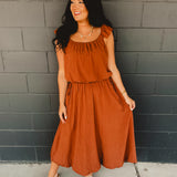 Two Piece Bubble Top & Skirt Set - Rust