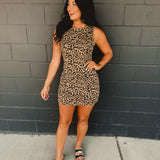 Leopard Denim Fit & Flare Mini Dress