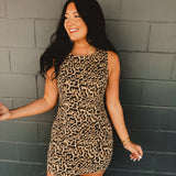 Leopard Denim Fit & Flare Mini Dress