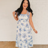 Floral Crochet Lace Strap Maxi Dress - Multi Blue
