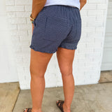Plaid Ruffle Hem Shorts - Navy/White - Lace and Grace Boutique