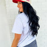 Patriotic Embroidered USA Graphic Tee - Grey - Lace and Grace Boutique