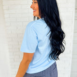 USA Floral Graphic Tee - Light Blue - Lace and Grace Boutique