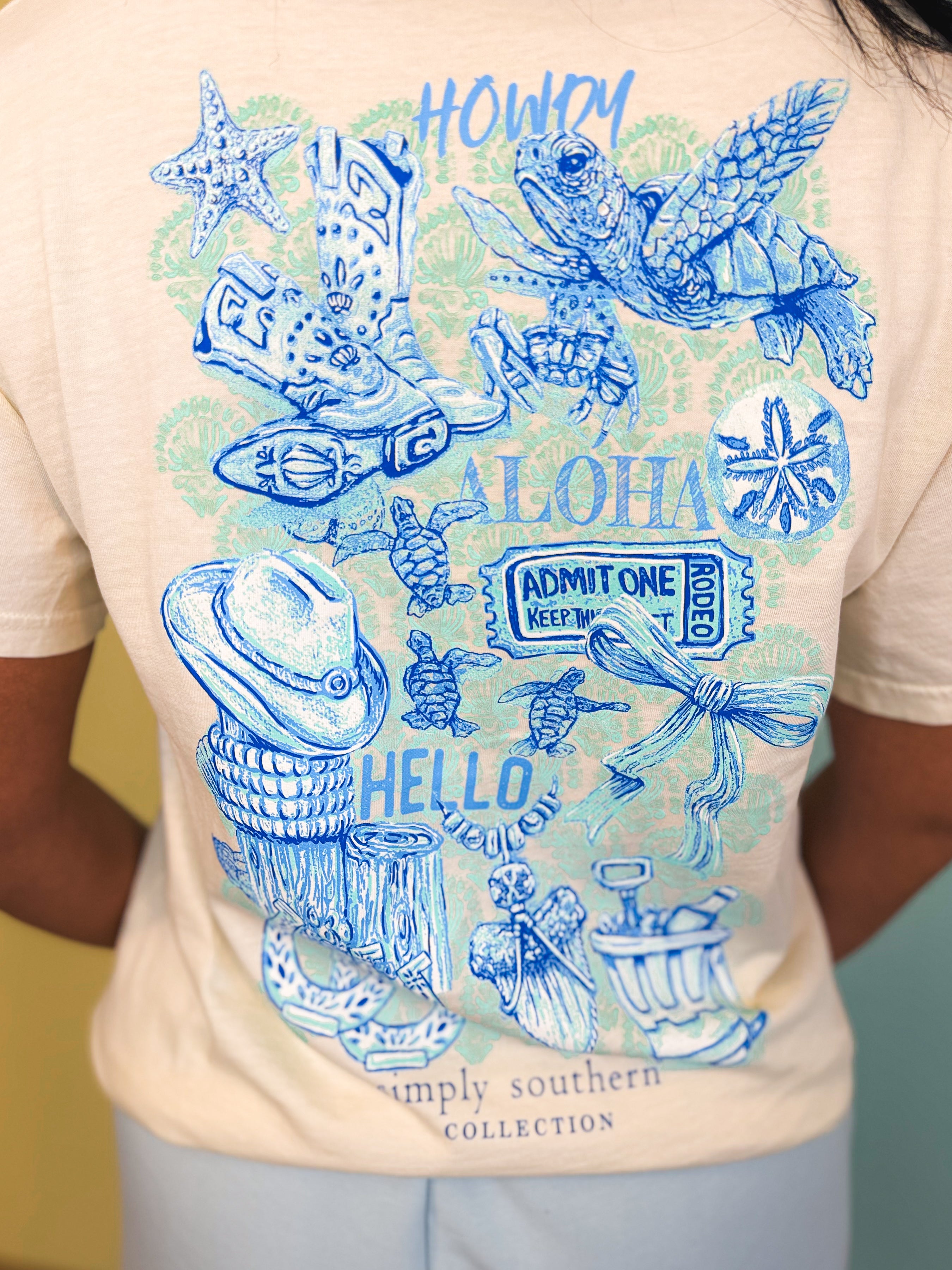 Simply Southern Mineral Wash Howdy Tee - Bone - Lace and Grace Boutique