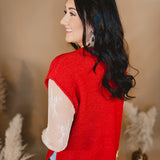 Oversized Crewneck Sweater Vest - Ruby