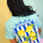 Simply Southern Live With Zest Lemon Tee - Agean Blue - Lace and Grace Boutique