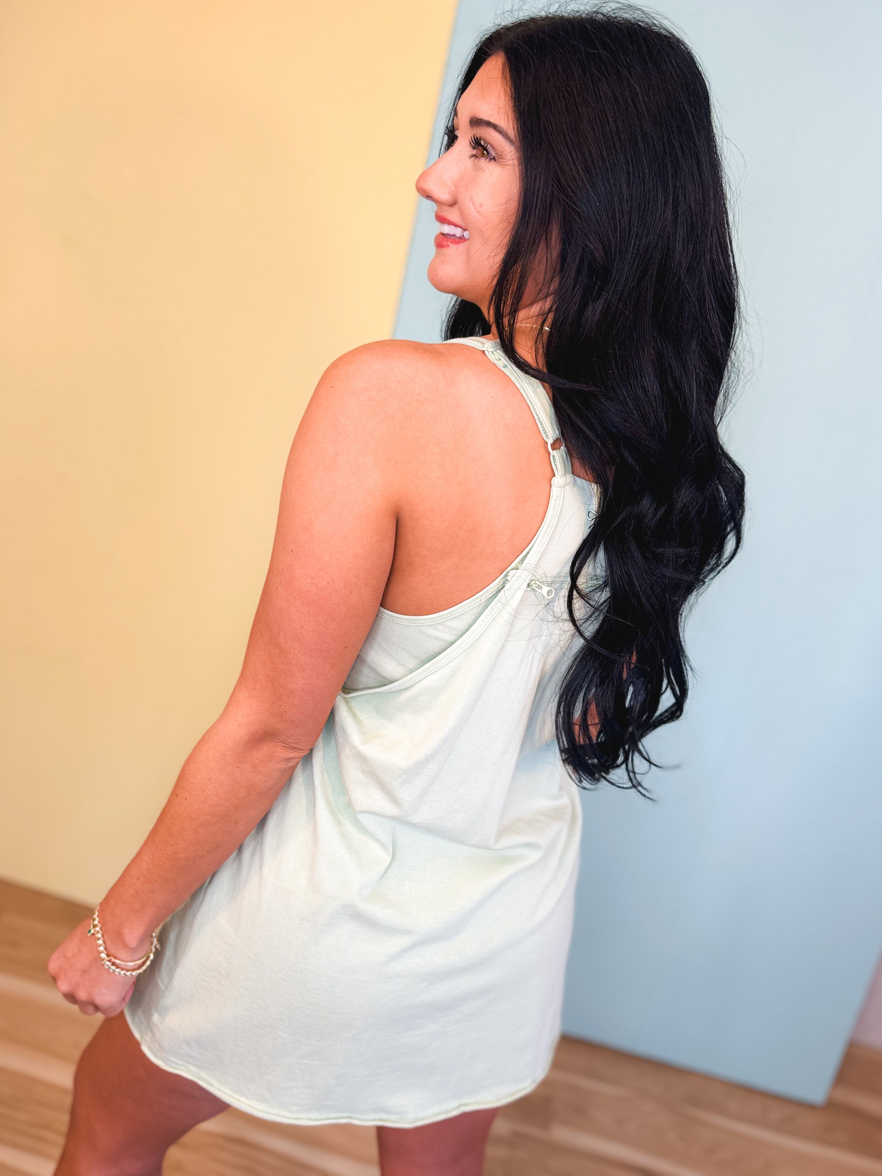 Simply Southern Tara Romper Dress - Sage - Lace and Grace Boutique