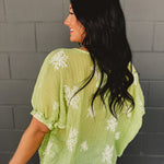 Embroidered Dolman Sleeve Top - Eucalyptus - Lace and Grace Boutique