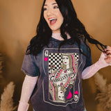 Queen of Hearts Graphic Tee - Mineral Charcoal