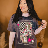 Queen of Hearts Graphic Tee - Mineral Charcoal