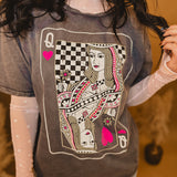 Queen of Hearts Graphic Tee - Mineral Charcoal