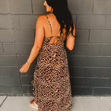 Leopard Ruffle Asymmetrical Midi Dress - Lace and Grace Boutique