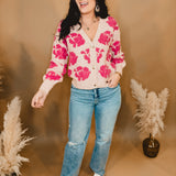 Floral Button-Down Cardigan - Rose
