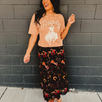 Western Printed Maxi Skirt - Black - Lace and Grace Boutique