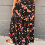 Western Printed Maxi Skirt - Black - Lace and Grace Boutique