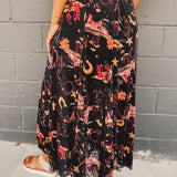 Western Printed Maxi Skirt - Black - Lace and Grace Boutique