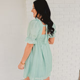Romantic Lace Babydoll Dress - Aqua Mint