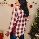 Washed Oversized Flannel Top - Red