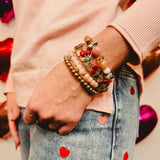 Chunky Beaded Stone Stretch Bracelet - Pink Multi