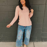 Oli & Hali Washed Heart Embroidered Boyfriend Jeans