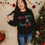 Merry & Bright Tinsel Christmas Sweater - Black