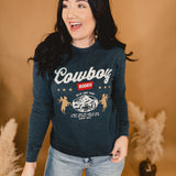 Cowboy Rodeo Wild And Free Graphic Sweatshirt - Mineral Navy