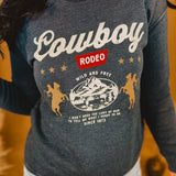 Cowboy Rodeo Wild And Free Graphic Sweatshirt - Mineral Navy