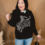 Western Embroidered Pullover Sweatshirt - Black