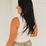 POL Stud Detail Scoop Neck Tank Top - Almond