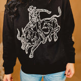 Western Embroidered Pullover Sweatshirt - Black