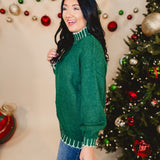 Mock Neck Oversized Sweater - Rosemary Green