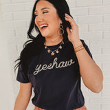Yeehaw Knit Tee - Charcoal