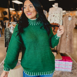 Mock Neck Oversized Sweater - Rosemary Green