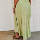 Pleated Linen Maxi Skirt - Light Olive