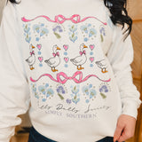 Simply Southern Dilly Dally Long Sleeve Crewneck Sweatshirt - White