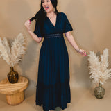 Love You So Crochet Lace Maxi Dress - Navy - Lace and Grace Boutique
