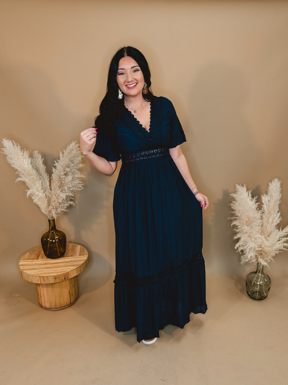 Love You So Crochet Lace Maxi Dress - Navy - Lace and Grace Boutique