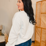 Simply Southern Camo Bow Long Sleeve Crewneck - White