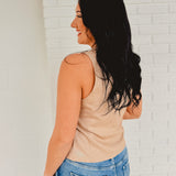 Linen Button Up Vest - Light Mocha