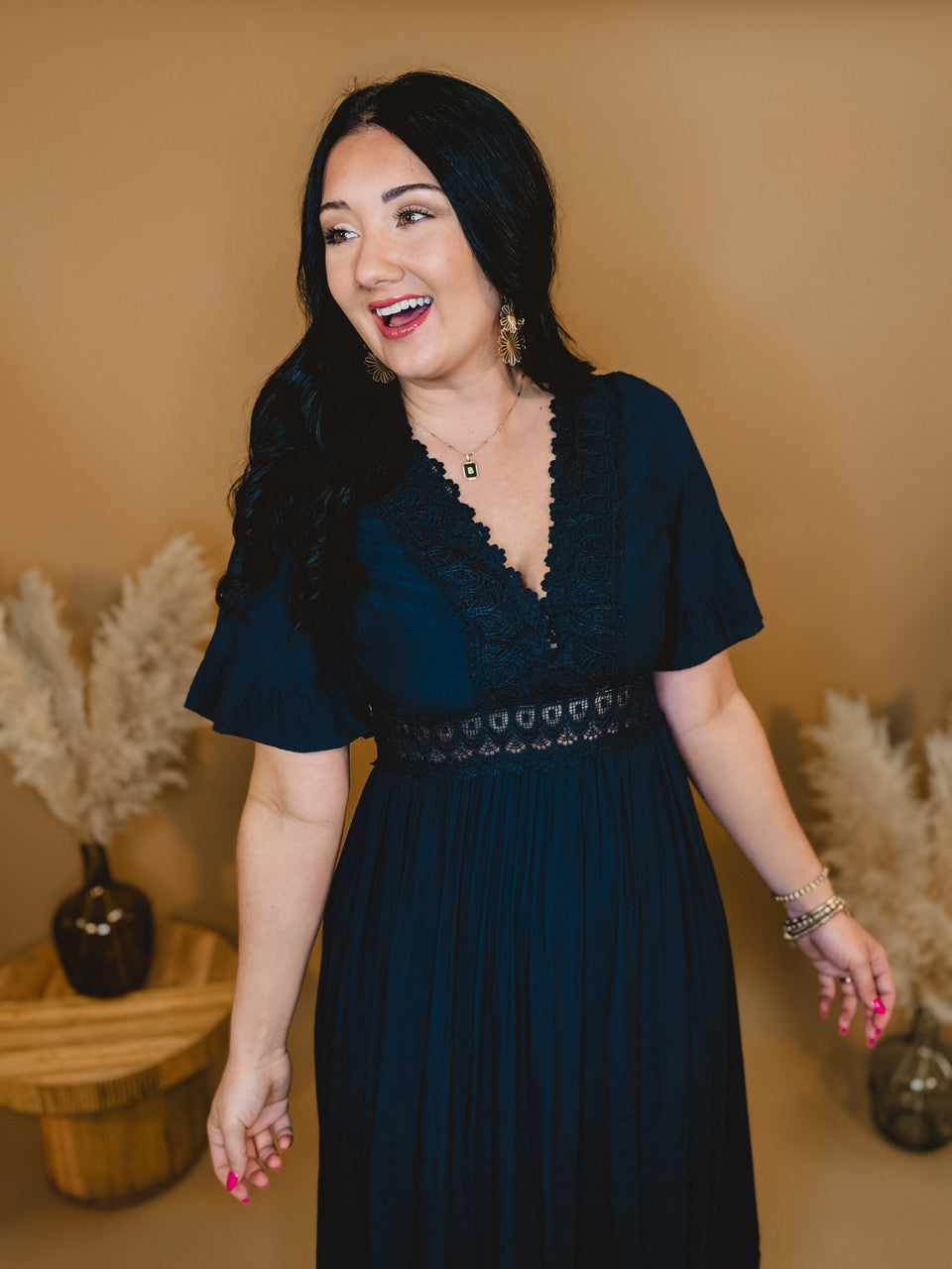 Love You So Crochet Lace Maxi Dress - Navy - Lace and Grace Boutique