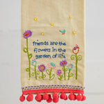 Natural Life Linen Embroidered Hand Towel - Friends - Lace and Grace Boutique