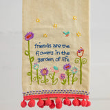 Natural Life Linen Embroidered Hand Towel - Friends - Lace and Grace Boutique