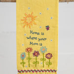 Natural Life Linen Hand Towel Home is Where Your Mom Is - Yellow - Lace and Grace Boutique