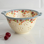 Natural Life Ceramic Berry Colander - Cream Floral - Lace and Grace Boutique