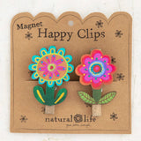 Natural Life Happy Magnet Clips, Set of 2 - Flower