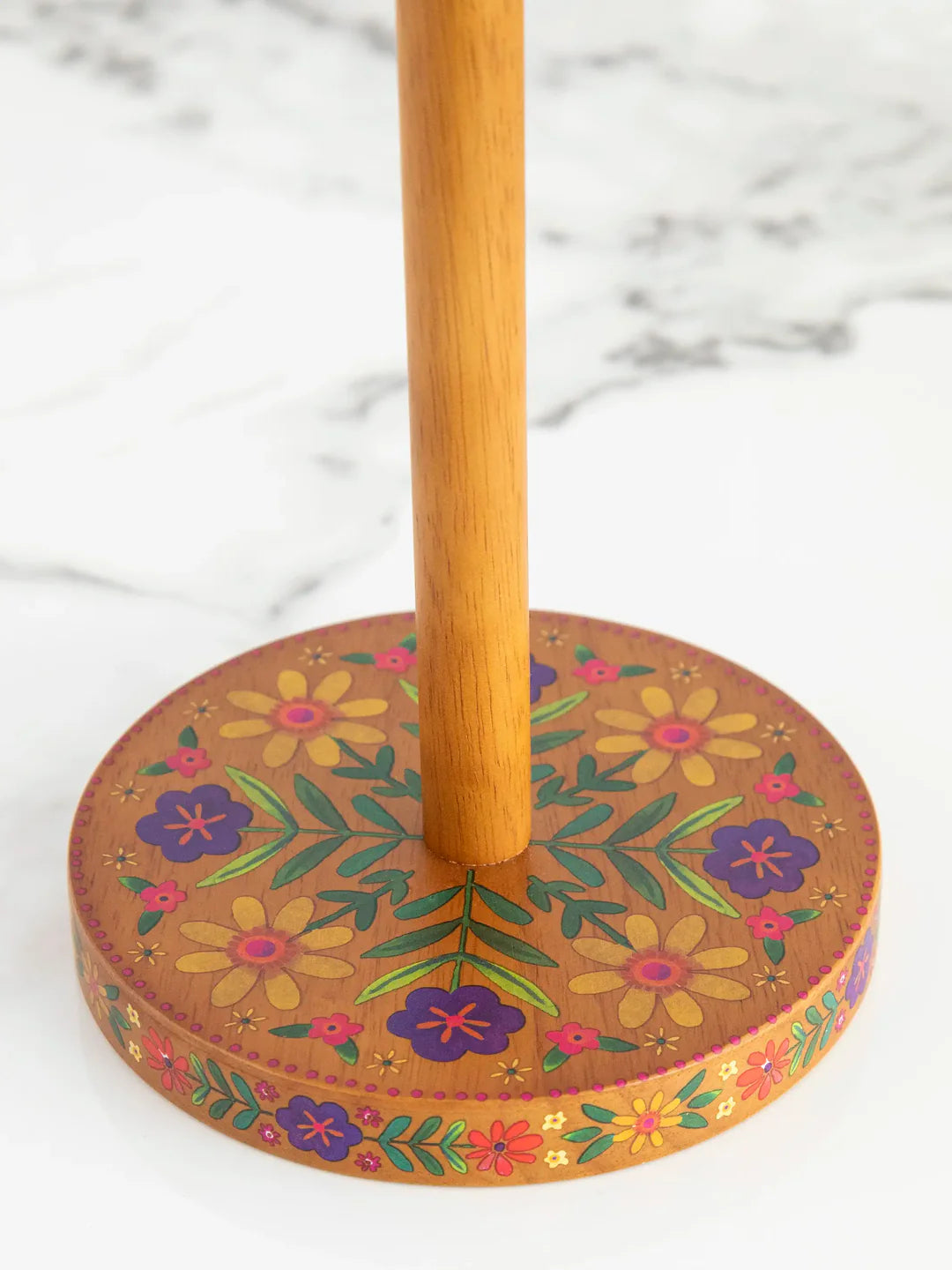 Natural Life Wooden Paper Towel Holder - Folk Floral - Lace and Grace Boutique