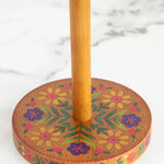 Natural Life Wooden Paper Towel Holder - Folk Floral - Lace and Grace Boutique