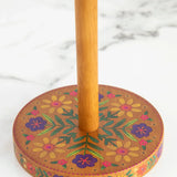 Natural Life Wooden Paper Towel Holder - Folk Floral - Lace and Grace Boutique