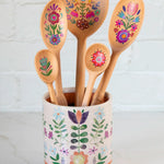 Natural Life Set of 5 Wooden Spoon Set - Folk Flower - Lace and Grace Boutique